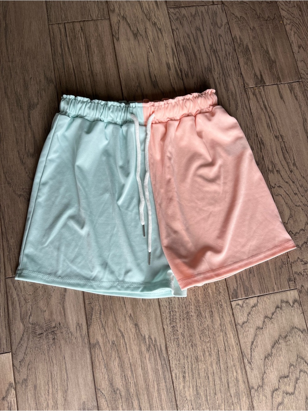 Colourblock Drawstring Shorts - Pink & Mint